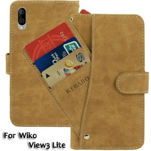 Vintage Leather Wallet Wiko View3 Lite Case 6.09" Flip Luxury Card Slots Cover Magnet Stand Phone Protective Bags