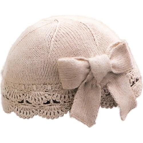 X044 Adult Knitting Hats Female Fashion Style Cashmere Woolen Cap Knitted Casual Hat Female Sweet Cute Bow Caps Adjust Size