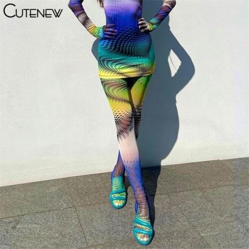 Cutenew Fashion Aesthetic Printing High Waist Skinny Leggings Women Autumn Casual Body-Shaping Stretch Lady Trousers Streetwear