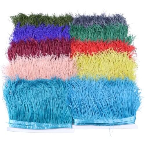 1 Meter Fluffy Ostrich feather Ribbon Fringe Trims 6-8 CM Decorative feathers for Crafts Wedding Dress/Skirt Sewing Accessory