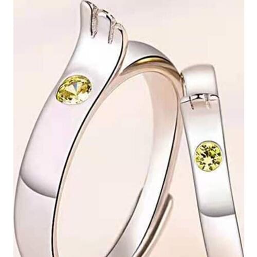 1 Pair Minimalist Couple Wing Couples Matching Band Rings Simple Open Ring Adjustable Ring Wedding Gift for Him Her