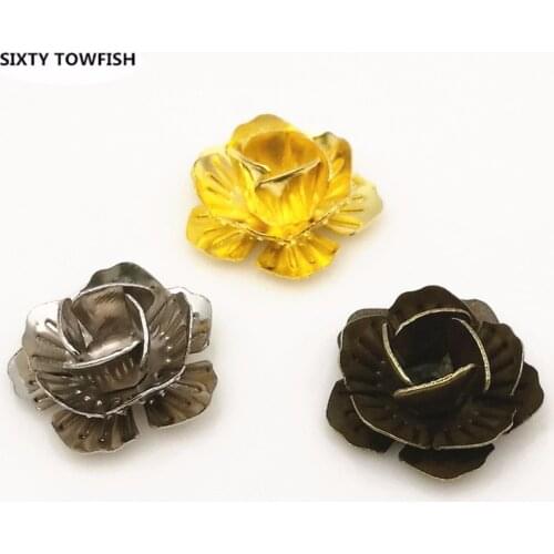 20 pcs/lot 14mm 3Colors Metal Filigree Flowers Buds Slice Charms base Setting Jewelry DIY Components Findings