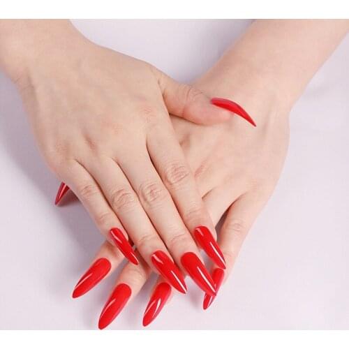 24Pcs/Set Long Full Cover Light False Nail Tips Nail Art Manicure Light Tips For False Fake Nails Extension For False Nails Tips