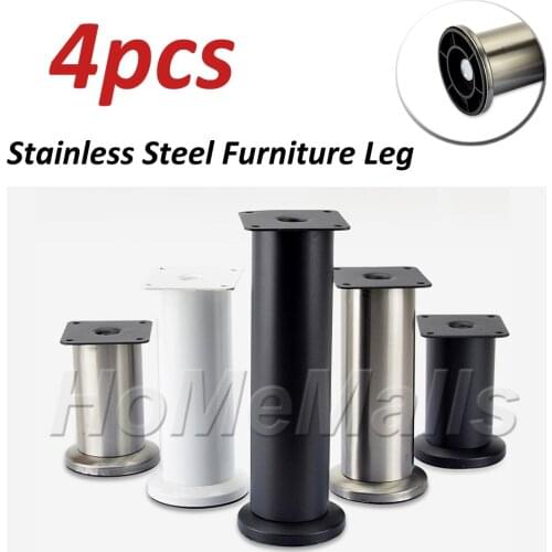 4pcs Metal Furniture Legs Stainless Steel Adjustable Furniture Feet As Replacement for Sofa Office Table Cabinet TV Stand Legs