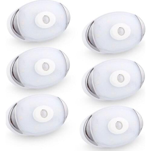 6 PCS LED Light Motion Sensor Light Lamp Battery Operated Wireless Soft LED Puck Light Under Cabinet Lighting for Kitchen Warm