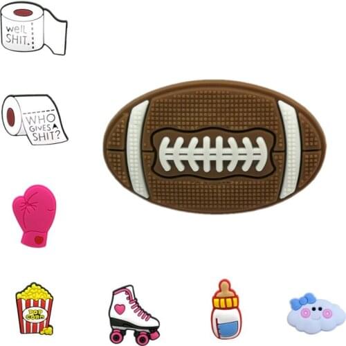 1PCS PVC hot sale Brooch Cloud popcorn baby bottle toilet roll football pink mittens skates pins lovely Icon Badge on Backpack