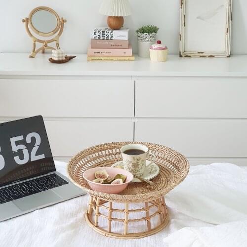 Household kitchen props Fruit basket Handmade creative rattan tall food basket storage box organizer