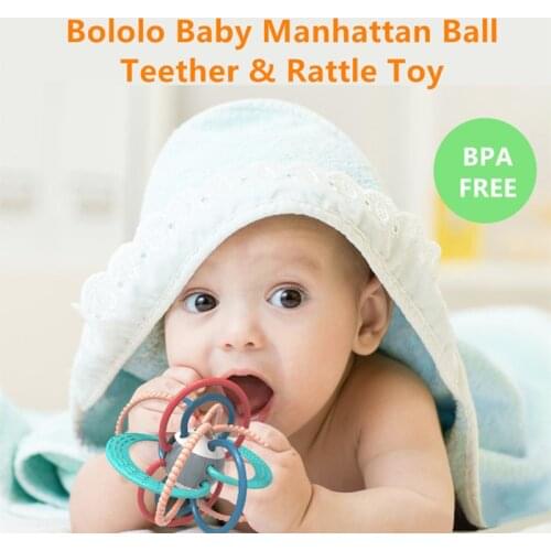 Bololo Baby Toys 0-12 months Manhattan Ball BPA Free Rattle Teether Toddler Educational Infant Toys Ball Soft Soothing Teether