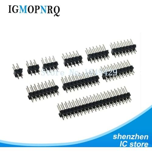 2.54mm Double Row Male 2~40P Breakaway PCB Board Pin Header Connector Strip Pinheader 2 * 2/3/4/6/8/10/12/15/20/40P