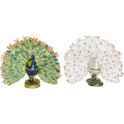 Fanned Peacock Trinket Jewelry Box Peacock Decoration Miniature Novelty Gifts