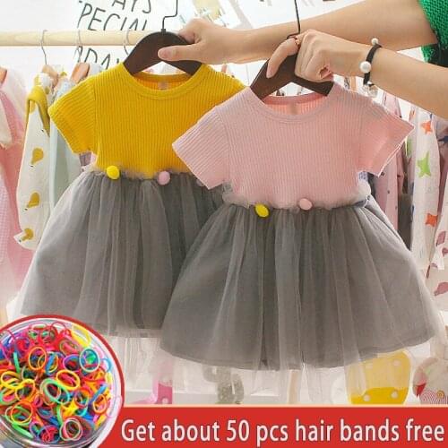 Girl Cotton Lace Princess Dress Summer Baby Kid Soft Solid Clothes Childrens Short Sleeve Birthday Party Dresses for Girls New