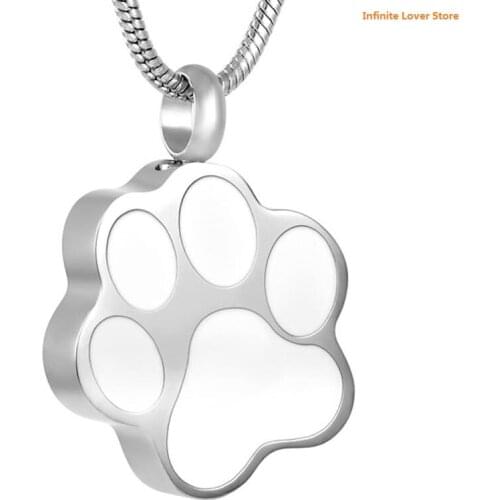 IJD8451 Wholesale Pet Paw Ashes Jewelry-Stainless Steel Dog/Cat Memorial Funeral Ashes Casket Jewelry Urns for Ashes