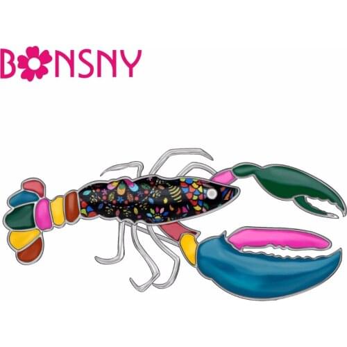 ARWA Alloy Enamel Ocean Collection Lobster Brooches Fashion Clothes Scarf pin Jewelry For Women Girls Gifts Charms Decoration