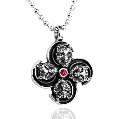 Cool 4 fox Heads pendant high quality necklace cool Animal Chain jewelry for man