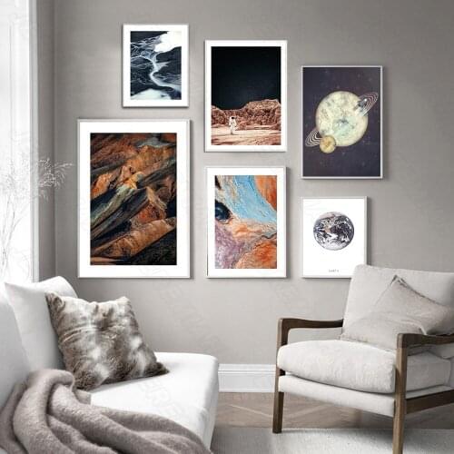 Moon Mountain Landscape Poster Nordic Style Wall Wall Wall Waterproof Ointnament Art Painting Modern Living Room Bedroom Decorat