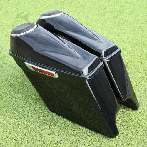 Motorcycle Vivid Black 5" Stretched Saddlebag 6.5" Speaker For Harley Road King Electra Glide Road Glide 2014-2020