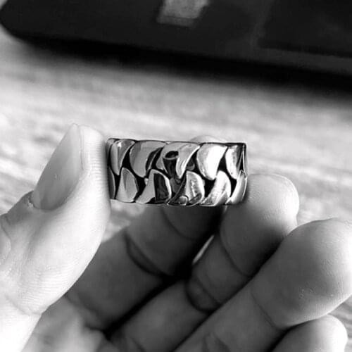 Simple for Biker Male Boy Jewelry Creativity Gift 316L Stainless Steel Men Rings Domineering Punk Gothic Chain men Rings