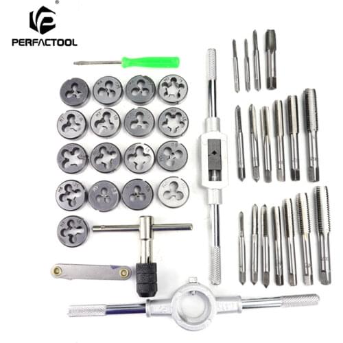 40 PCS imperial die tap set with tap holder and thread dies handle