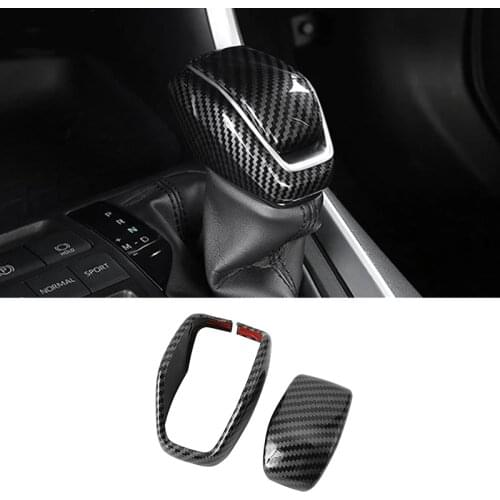 Carbon Fiber Car Gear Shift Knob Lever Handle Cover Decoration Sticker for Toyota RAV4 2019 2020 2021