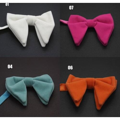 Brand New Fashion Velvet Big Bowties for Women Mens Groom Wedding Bow Tie Skinny Solid Color Gravatas Slim Black Cravatn Navy