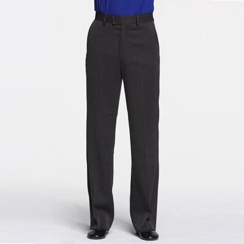 New Arrival Male Modern Dancing Pants Audlt Man Black Latin Dancing Trousers Pants Ballroom Dance Wear Striped Pants B-6012
