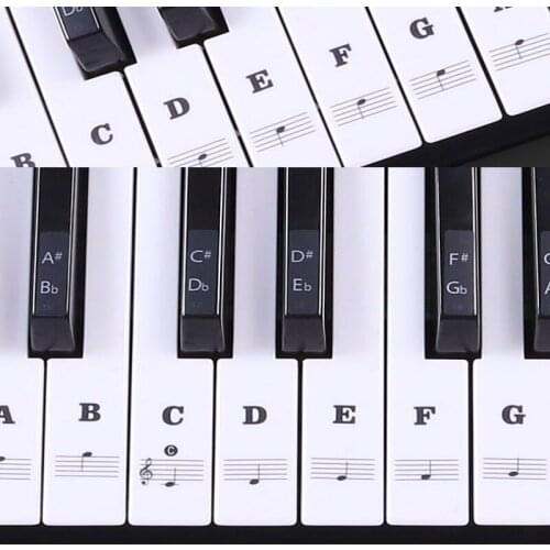 New Piano Sticker Transparent Piano Keyboard Sticker Removable Electronic Keyboard 37/49/54/61/88 Key For Beginners Practice