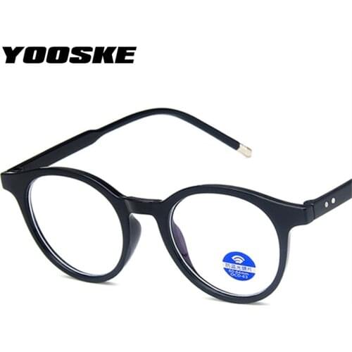 YOOSKE Anti Blue Light Glasses Men Round Eyeglasses Frames for Women Trend Clear Pink Gray Computer Eyewear Unisex