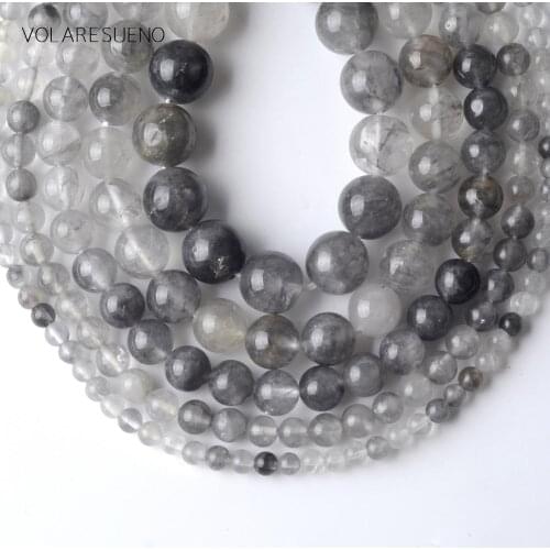 Wholesale Natural Grey Crystal Quartz Stone Spacer Loose Beads Round Beads For Jewelry Making 4/6/8/10/12mm Diy Bracelet 15"