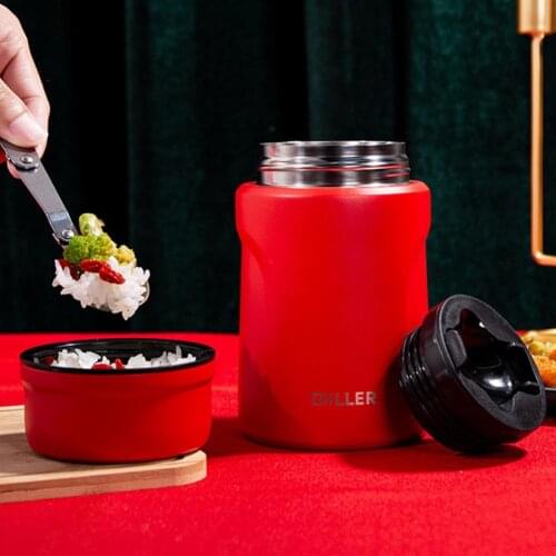 Food-grade stainless steel vacuum insulation tank High-strength portable leak-proof lunch soup container students outdoor gift
