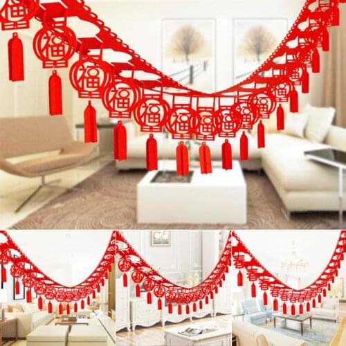 Chinese Spring Festival Flag Banner New Year DIY Non-woven Hanging Flags Bunting Pennant Ornament Party Decorations