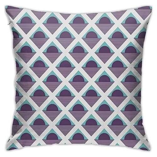 Pooizsdzzz Personalized Abraction Graphic Diagonal Squares n with Half Circles and ripes Decorative Pillow Cover Printed Zipper