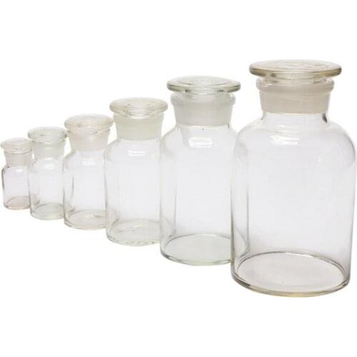 60ml 125ml 250ml 500ml 1000ml 2500ml Clear Glass Jar Wide Mouthed Reagent Bottle Chemical Experiment Lab Supplies Teaching