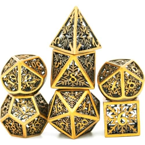 Cusdie Hollow Metal D&D Dice, 7 PCs DND Dice, Polyhedral Dice Set, for Role Playing Game MTG Pathfinder
