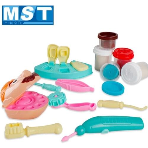 Educational Colorful DIY Clay Set Light Plasticine Tools For Modeling Dentist 2-4 Years Children Pretend Play Toys Doctor Game