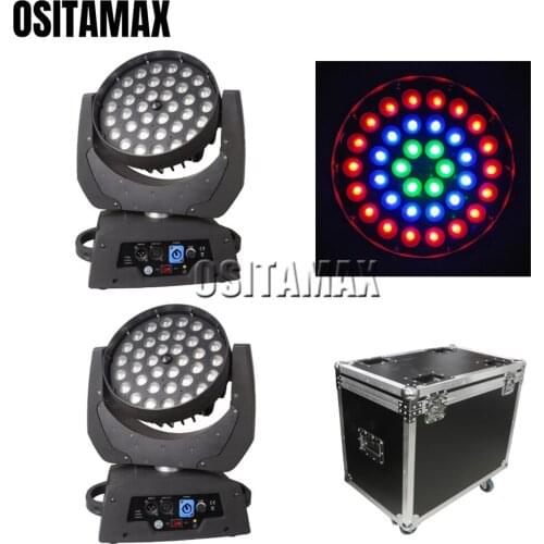 Rgbwa uv 6in1 circle ring control 36x18w high power dj powercon connector moving heads with road case/flight case