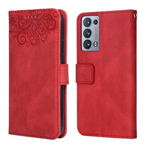 Luxury Leather Case for OPPO Reno6 Pro+ 5G Flower Embossing CPH2173 PEEM00 Wallet Flip Phone Case for OPPO Reno 6 Pro+ 5G Cover