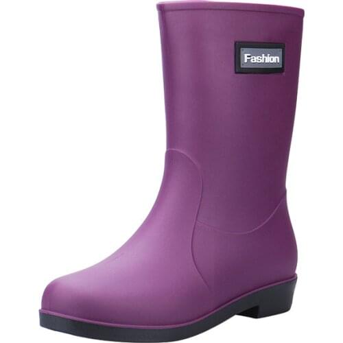 PVC Waterproof Casual Rainboots Women Fashion Work Water Shoes Adult Warm Women Rubber Shoes Non-slip Overshoe Rain Boots