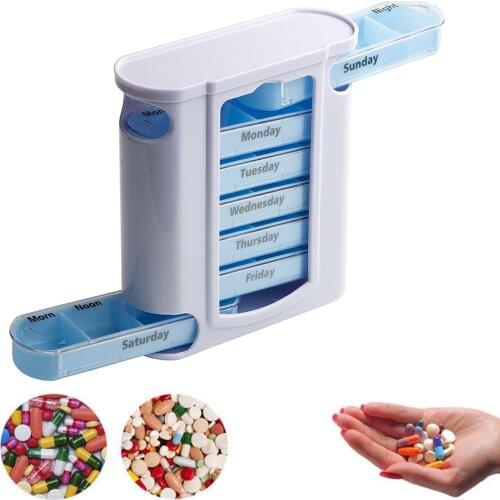 Detachable Compartments Weekly Pill Box 7 Days Storage Organizer Dispenser Plastic Medicine Compartment Container
