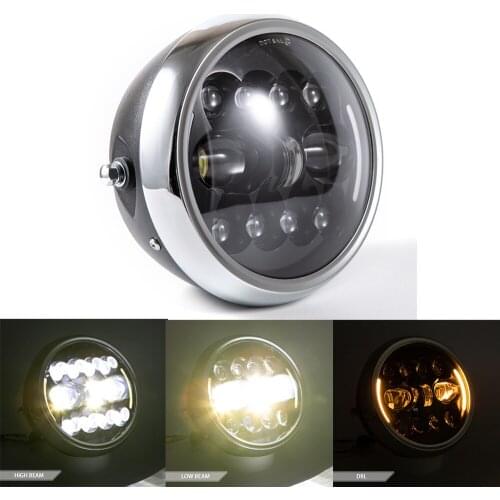Universal 7.5" 12v Motorcycle Round Headlight high low beam Head Lamp DRL For Harley Bobber Honda Yamaha Kawasaki Cafe Racer