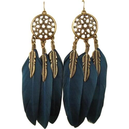 Bohemia Feather Long Design Dream Catcher Earrings for Women Jewelry 11.2