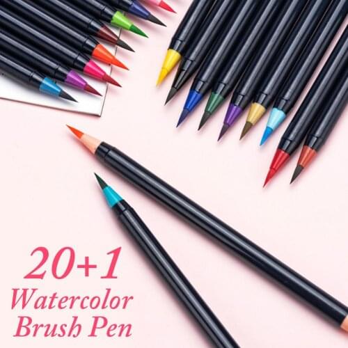 Watercolor Brush Pen Set 20/24/48 Color Portable Nontoxic Soft Nylon Pen Tip With One Pen For Calligraphy Painting