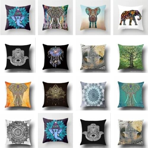 ZENGIA India/African Elephant Polyester Cushion Cover 45x45cm Indian Affection Animal Home Decorative Pillow Cover for Sofa/car