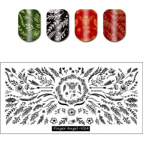 1pc Anger Nail Templates Stamping Plate Design butterfly leaf flower Stamp Nail Art Tools Stainless Steel Templates Plates#Image