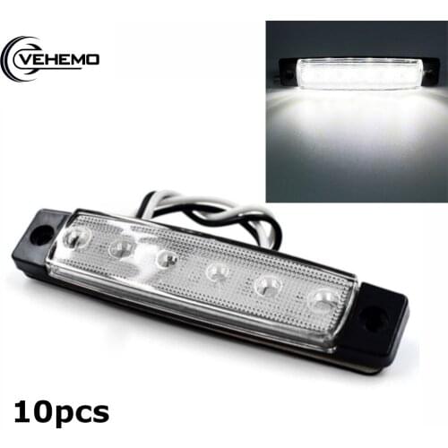 10pcs DC12V 6 LED White Light Truck Lights Truck Side Lights Indicator Lights Marker Lamp For Truck Bus SUV Car Accessories