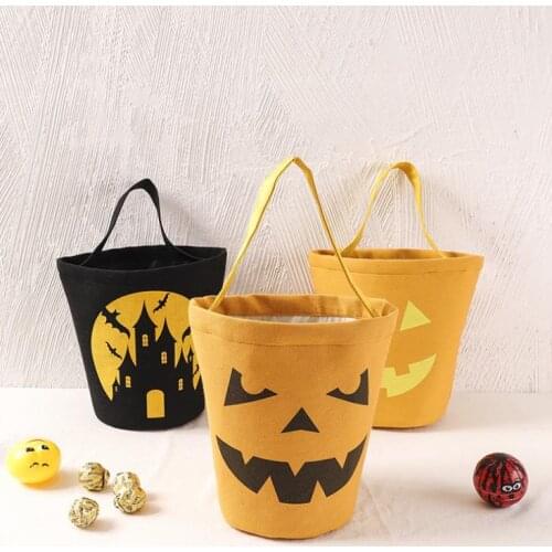 100pcs Halloween Candy Bucket Gift Wrap Party Cartoon Pumpkin Vampire Ghost Witch Handbags Canvas Bag Kids Candy Bag SN1426