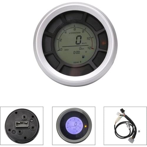 12000RPM 199km/h Universal LCD Digital Speedometer Odometer Tachometer Cylinders Gear Odometer Tachometer Trip Meter