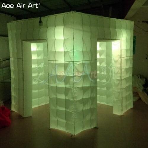2.4m Tall cubic canopy Beautiful photo backdrop inflatable photo booth enclosure with 6 pcs spotlights and free logo for Mexico