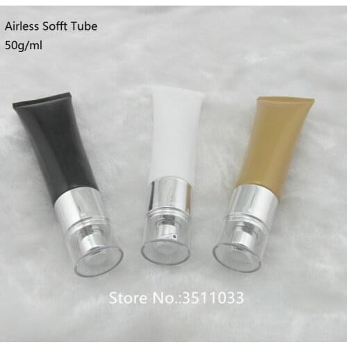 20/30pcs 50ml Empty Elegant Cosmetic Cream Refillable Tube 50g Plastic Hose Soft Tube Airless Silver Pump Gold White Black Color