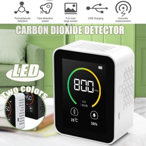 3 In 1 CO2 Meter Digital Temperature Humidity Sensor Tester Indoor USB Air Quality Monitor Carbon Dioxide TVOC HCHO Detector