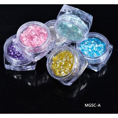 6Box Combined Marble Nail Glitter Holographic Hexagon Sequin Sugar Powder Mermaid Nail Art Decoration Manicure Powder CTe46t4562